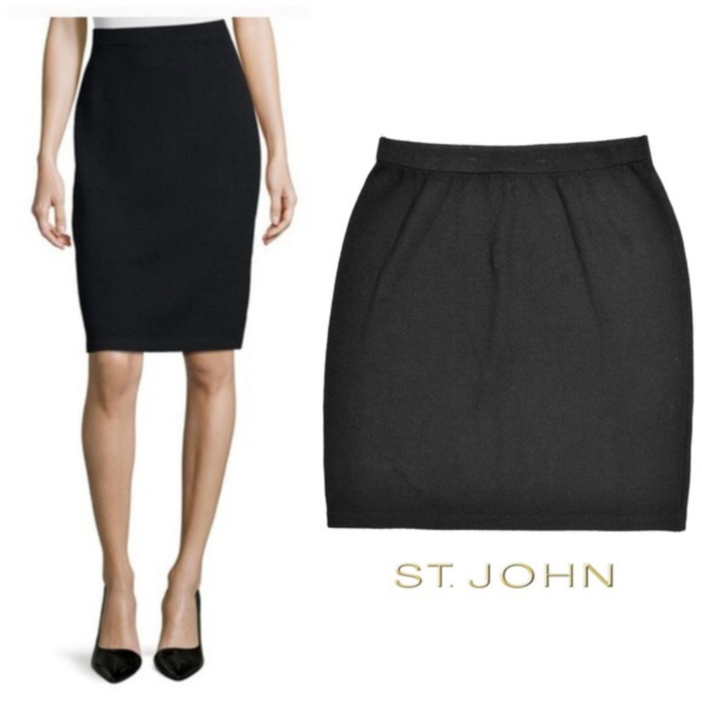 St John Basics Black Pencil Skirt - Size 10